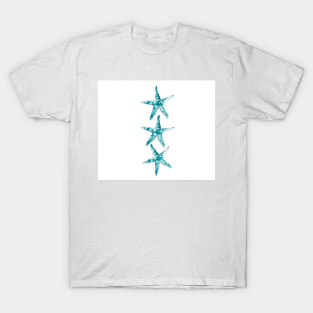 Aquamarine starfish T-Shirt by hamptonstyle